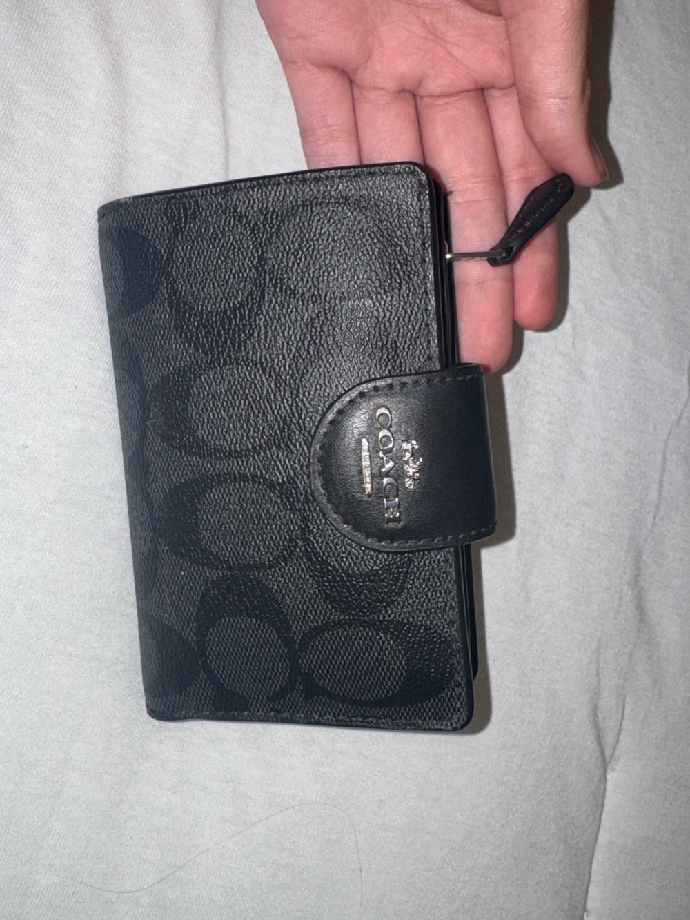 Coach Black Signature Snap & Zip Wallet